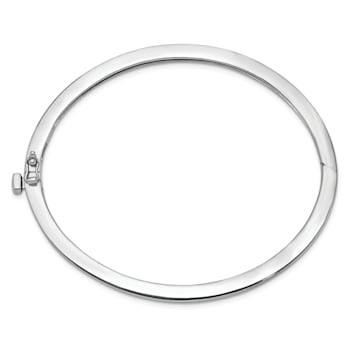 Rhodium Over 14k White Gold 2.5mm Polished Solid Hinged Bangle