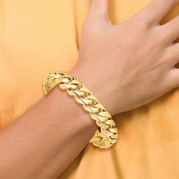 14k Yellow Gold and 14k White Gold 14mm Hand-polished Traditional Curb
Link Bracelet