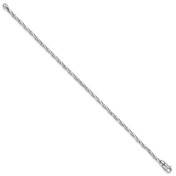 Rhodium Over 14k White Gold 2.75mm Hand-polished Fancy Link Bracelet
