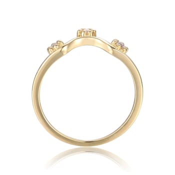 Round White Sapphire 14K Yellow Gold Over Sterling Silver Ring Guard, 0.10ctw