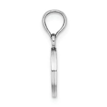 Rhodium Over 14k White Gold Polished Block Letter O Initial Pendant