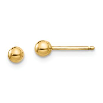 14k Yellow Gold Polished 3mm Ball Stud Earrings