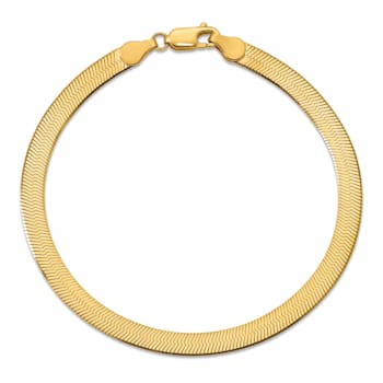 14K Yellow Gold 5mm Silky Herringbone Chain Bracelet