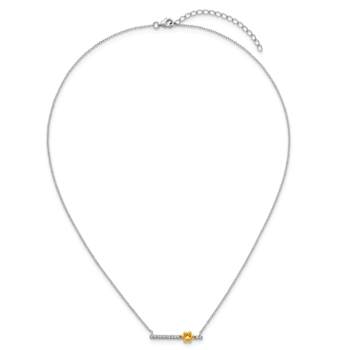 10K Yellow Gold Over Sterling Silver Cubic Zirconia Paw Bar 16-inch with
2-inch Ext. Necklace