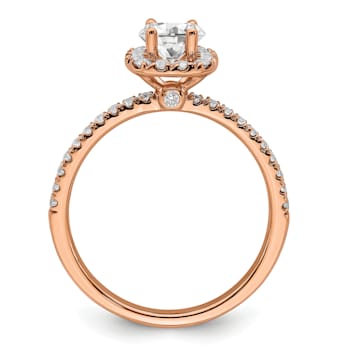 14K Rose Gold Eternal Promise Lab Grown Diamond Halo Complete Ring 0.75ctw