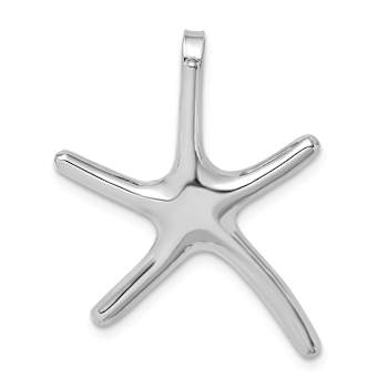 Rhodium Over 14K White Gold Starfish Chain Slide Pendant