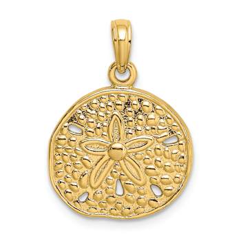 10K Yellow Gold 2D Textured Cut-Out Sand Dollar Charm
