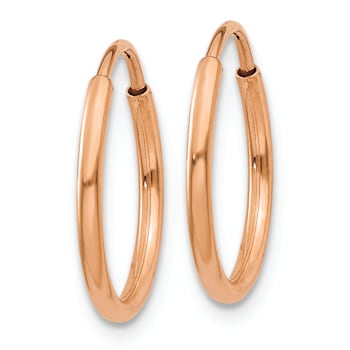 14k Rose Gold 9/16" Polished Endless Hoop Earrings