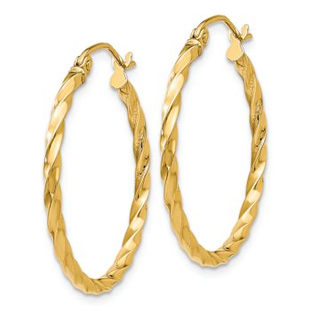 14k Yellow Gold Twist Polished 7/8" Hoop Earrings