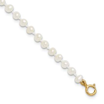 14k Yellow Gold Children's 3-4mm Egg Shape White Freshwater Cultured
Pearl Bracelet