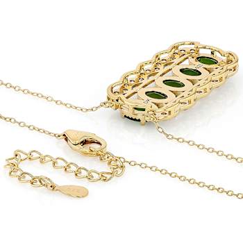 Chrome Diopside Oval And White Zircon Pendant Necklace In 18K Gold Over
Sterling Silver 4.76ctw