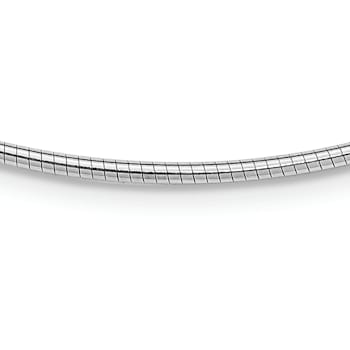 Rhodium Over Sterling Silver 2mm Round with 2 Inch Extension Cubetto Necklace