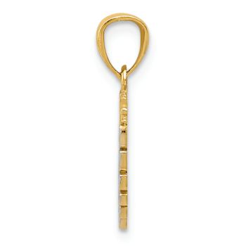 14K Two-tone Gold  Textured and Diamond-Cut I Love You Heart Pendant