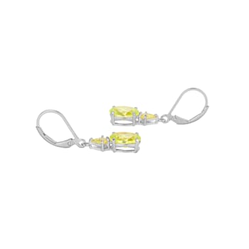 Green Cubic Zirconia Platinum Over Sterling Silver August Birthstone
Earrings 6.51ctw