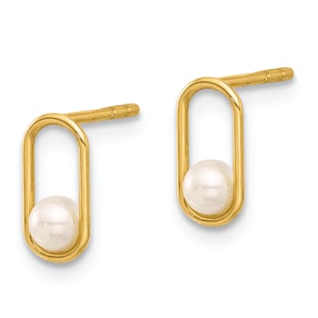 14k Yellow Gold Freshwater Cultured Pearl Stud Earrings