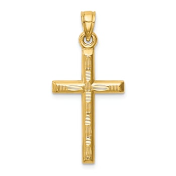 14k Yellow Gold Diamond-Cut Cross Pendant