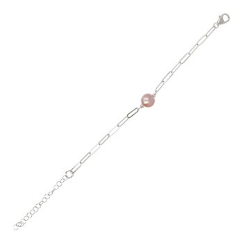 Blush Cultured Pearl Paperclip Chain Bracelet in Sterling Silver