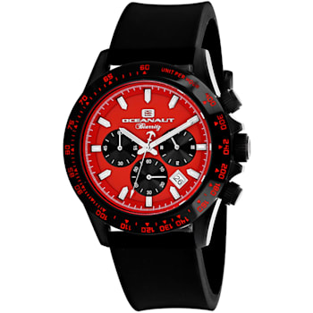 Oceanaut Men's Biarritz Red Dial, Black Rubber Strap Watch
