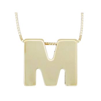 Block Letter M Initial Necklace In 10K Yellow Gold