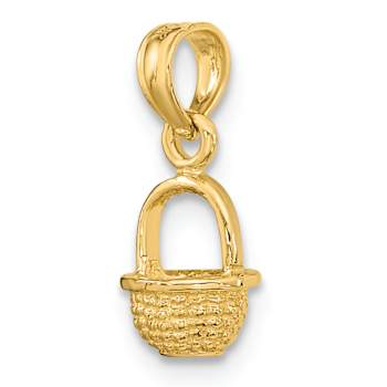 10K Yellow Gold 3D Textured Mini Basket Charm