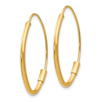 14K Yellow Gold Wire 1" Hoop Earrings