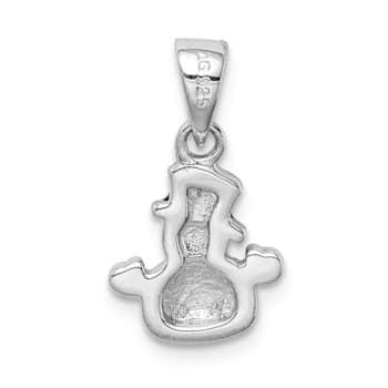 Rhodium Over Sterling Silver Multi-color Enamel Snowman Children's Pendant