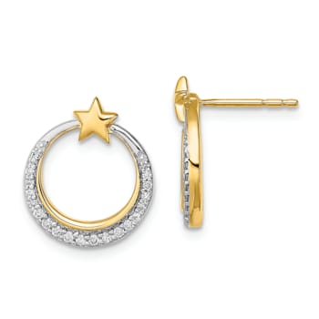 14k Yellow Gold and Rhodium Over 14k Yellow Gold Polished Moon and Stars
Diamond Stud Earrings