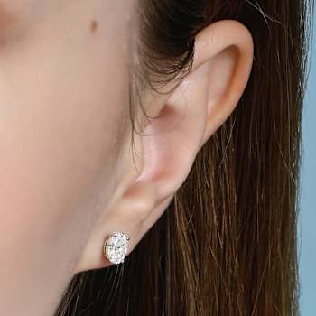 White Cubic Zirconia 14k White Gold Studs With Velvet Gift Box 1.00ctw