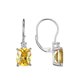 Yellow and White Cubic Zirconia Platinum Over Sterling Silver  Earrings 9.71ctw
