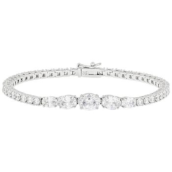 CZ Graduated Tennis Bracelet In Platinum-Enhanced Sterling Silver 13.41ctw