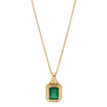 1.94 Ctw Emerald Pendant with Chain in 14K YG