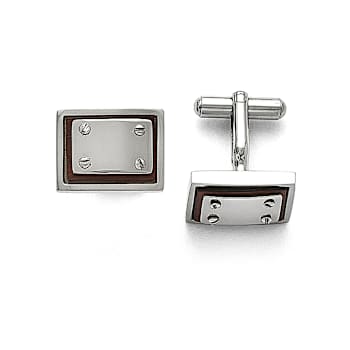 Wood inlay Stainless Steel Plate Design Cuff Links