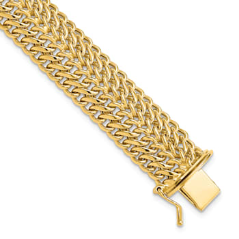 14k Yellow Gold Polished 13mm Fancy Link Bracelet