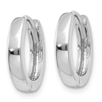 Rhodium Over 14k White Gold 3/8" Round Hinged Hoop Earrings