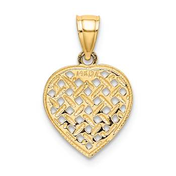 10K Yellow Gold Cut-Out Textured Woven Heart Charm