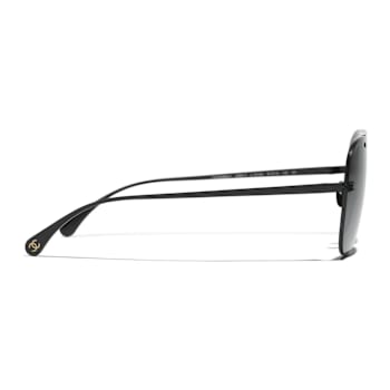 Chanel Black Aviator Frame / Gray Lenses Sunglasses