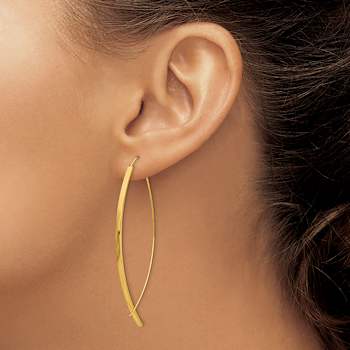 14k Yellow Gold Square Tube Wire Threader Dangle Earrings