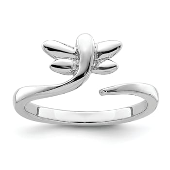 Rhodium Over Sterling Silver Dragonfly Toe Ring
