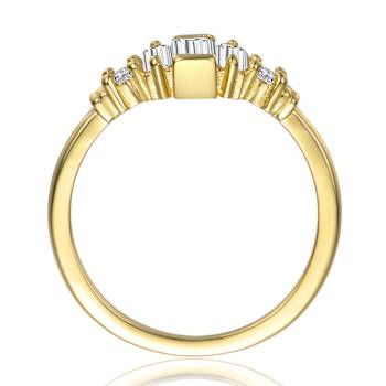 Baguette CZ Cocktail Ring In 14K Gold Over Brass
