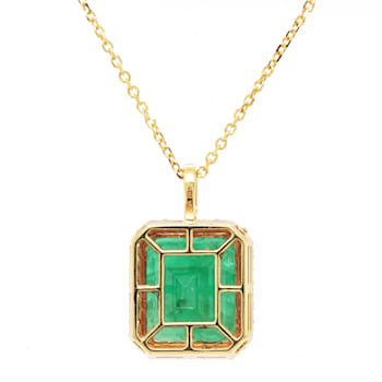 7.83 Ctw Emerald and 0.30 Ctw White Diamond Pendant in 14K YG