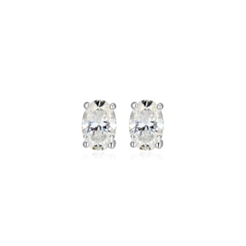 Oval Moissanite Platineve Stud Earrings 1.00ctw DEW