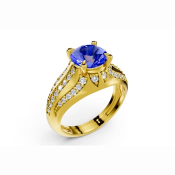 14K Yellow Gold Tanzanite and Diamond Ring 1.91 ctw
