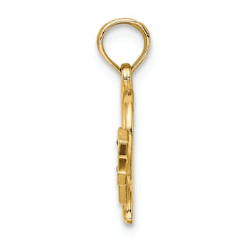 14K Yellow Gold Enamel Cross and Heart Charm Pendant