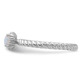 Sterling Silver Stackable Expressions Lab Created Opal Ring