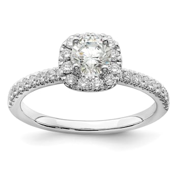 Rhodium Over 14K White Gold Eternal Promise Lab Grown Diamond Halo Ring