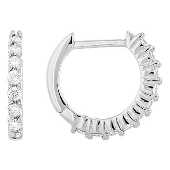Lab-Grown Diamond Huggie And Hoop EarRing Set In PlatInum Over Sterling Silver