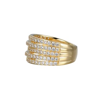 White Cubic Zirconia 18K Yellow Gold Over Sterling Silver Three Row Band
Ring 2.57ctw