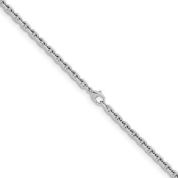 Rhodium Over Sterling Silver 4.0mm Cable 24 Inch Chain