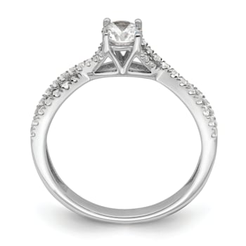 Rhodium Over 14K White Gold Polish Round Diamond Engagement Ring 0.63ctw