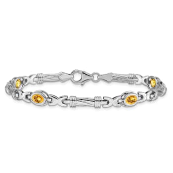Rhodium Over 14k White Gold Citrine Bracelet